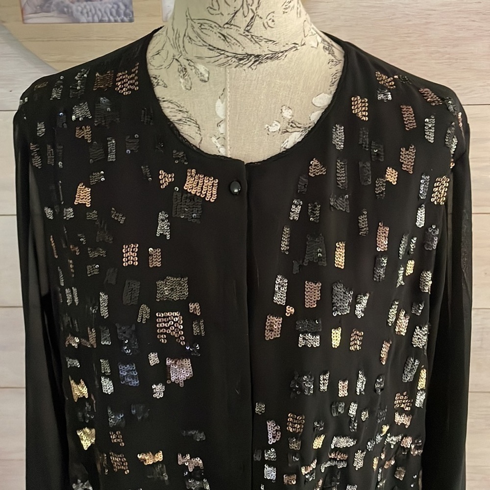 🆕 Coldwater Creek Black Shimmer Top 1X - Picture 2 of 7